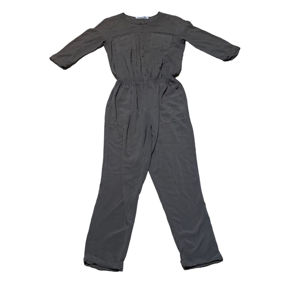 Michael Stars Utility Green Romper Jumpsuit Button Up with chest pockets small